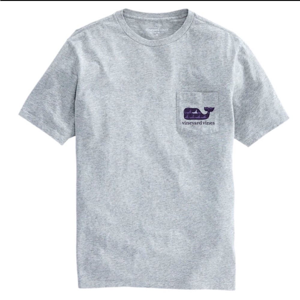Vineyard Vines Sportfisher Whale Grey Heather Short Sleeve Tee Large